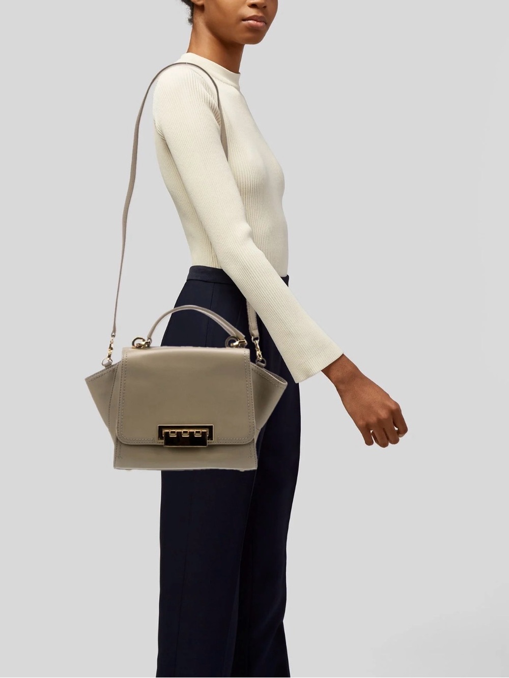 Zac Posen Eartha Iconic Top Handle Crossbody Bag Tan